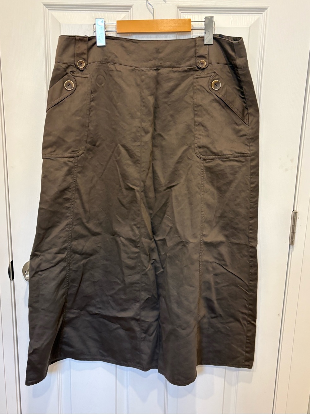Steilmann Brown Midi A-Line Skirt with Buttoned Pocket Detail #1177